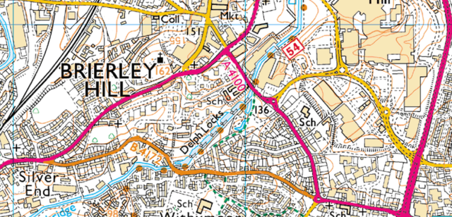 Current OS map of Brierley Hill